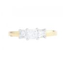 18ct Yellow Gold 1.02ct Princess Cut Diamond Trilogy Ring
