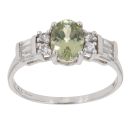 9ct White Gold Peridot And Cubic Zirconia Ring