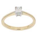 18ct Yellow Gold 0.25ct Emerald Cut Diamond Solitaire Ring