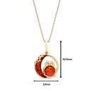 18ct Yellow ﻿Gold on Sterling Silver Baltic Amber Owl & Moon Pendant Necklace