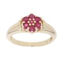 9ct Yellow Gold Ruby Cluster Ring