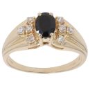 9ct Yellow Gold Cubic Zirconia and Sapphire Ring