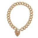 9ct Yellow Gold Heart Lock Charm Bracelet 7.5"