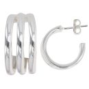 Silver Trio Band Hoop Earrings By Icesia