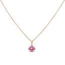 18ct Yellow Gold 0.10ct Diamond And Ruby Cluster Pendant And Chain 16"
