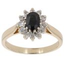 9ct Yellow Gold 0.10ct Diamond And Sapphire Cluster Ring