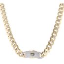 14ct Yellow Gold Monaco Classic Pave Lock Curb Chain 20"