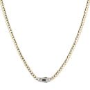 14ct Yellow Gold Monaco Curb Classic Cubic Zirconia Pave Lock Chain 18"