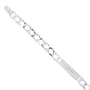 9ct White Gold Cubic Zirconia Patterned Curb Bracelet 8"