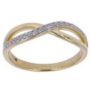 9ct Yellow Gold 0.10ct Brilliant Cut Diamond Crossover Ring