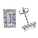 Silver Cubic Zirconia Rectangular Stud Earring by Icesia