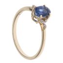 9ct Yellow Gold Blue Kyanite and Cubic Zirconia Gemstone Ring