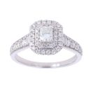 Platinum 1.15ct Princess, Brilliant And Baguette Cut Diamond Cluster Ring