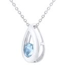 9ct White Gold Blue Topaz Teardrop Pendant Necklace