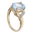 9ct Yellow Gold 0.05ct Diamond And Blue Topaz Solitaire Ring
