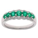 18ct White Gold 0.20ct Diamond And Emerald Cluster Ring