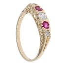 9ct Yellow Gold Cubic Zirconia and Created Ruby Five Stone Ring