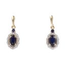 9ct Yellow Gold Sapphire And Diamond Drop Earrings