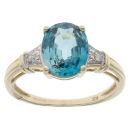 9ct Yellow Gold 0.02ct Diamond And Blue Topaz Ring