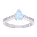 9ct White Gold Blue Topaz and Diamond Dress Ring