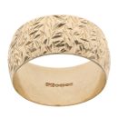 9ct Yellow Gold 9.4mm Patterned Wedding Band