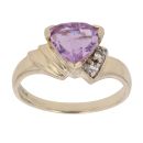 9ct Yellow Gold Amethyst And Cubic Zirconia Ring