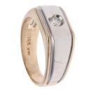 14ct Yellow And White Gold 0.21ct Brilliant Cut Diamond Signet Ring