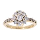 14ct Yellow Gold 0.85ct Diamond Cluster Ring
