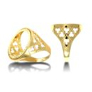 9ct Yellow Gold Clubs Full Round Sovereign Ring Mount