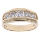 9ct Yellow Gold Cubic Zirconia Five Stone Signet Ring