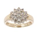 9ct Yellow Gold 1.00ct Brilliant Cut Diamond Cluster Ring