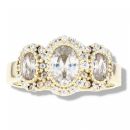 9ct Yellow Gold Cubic Zirconia Halo Cluster Ring