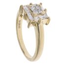14ct Yellow Gold 0.65ct Princess And Baguette Cut Diamond Cluster Ring