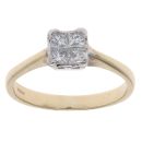 18ct Yellow Gold 0.40ct Princess Cut Diamond Cluster Ring