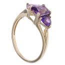 9ct Yellow Gold Three Stone Amethyst Ring