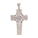 9ct Yellow And White Gold Diamond Cross Pendant
