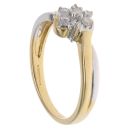 18ct Yellow And White Gold 0.25ct Brilliant Cut Diamond Cluster Twist Ring