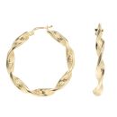 14ct Yellow Gold Greek Key Twist Hoop Earrings