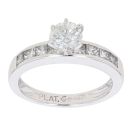 Platinum 1.50ct Brilliant And Princess Cut Diamond Solitaire Ring