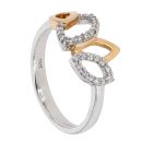 18ct White and Rose Gold 0.18ct Diamond Leaf Ring