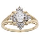 14ct Yellow Gold Cubic Zirconia Cluster Ring