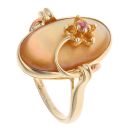 9ct Yellow Gold Pink Sapphire and Mother Of Pearl Ring