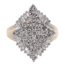 14ct Yellow Gold 1.25ct Brilliant And Baguette Cut Diamond Cluster Ring