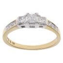 18ct Yellow Gold 0.50ct Princess Cut Diamond Trilogy Ring