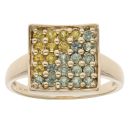 9ct Yellow Gold Green And Yellow Gemstone Cluster Ring