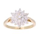9ct Yellow Gold 0.50ct Diamond Cluster Ring