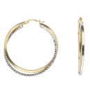 14ct Yellow And White Gold Oval Duo Hoop Earrings