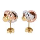 9ct Yellow White and Rose Gold Knot Stud Earrings