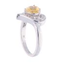 9ct White Gold Coloured Stone and Diamond Heart Ring