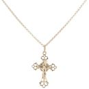9ct Yellow Gold Crucifix Pendant and Chain 16"